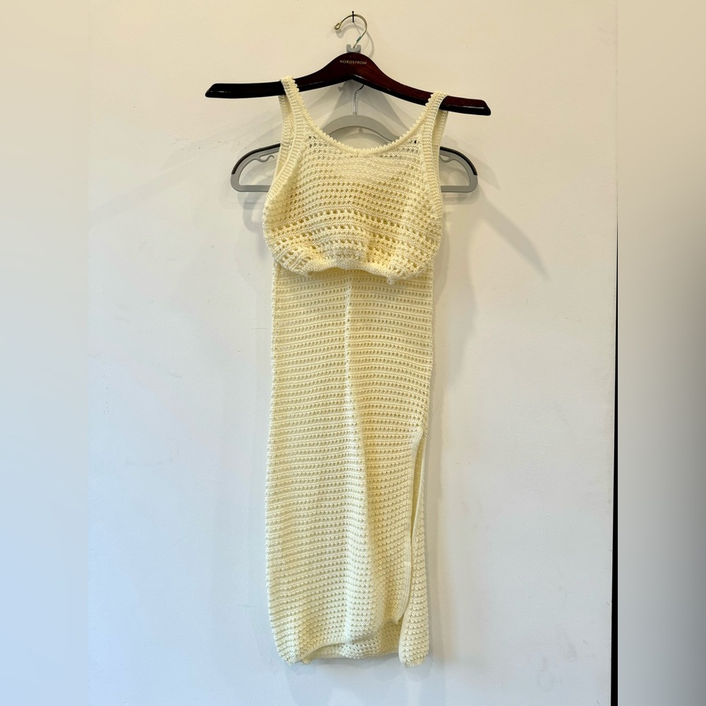 Cream Color Open Knit Skirt Set